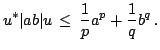 $displaystyle u^*vert abvert u le frac{1}{p}a^p+frac{1}{q}b^q .$
