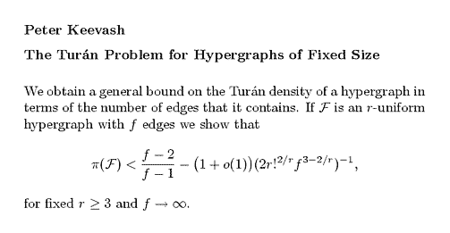 Plain TeX source file for the abstract.