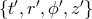 {t&prime;,r&prime;,ϕ&prime;,z &prime;}