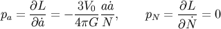 @L 3V aa @L pa = --- = - ---0---, pN = ----= 0 @a 4pG N @N