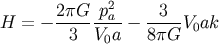2pG--p2a-- --3-- H = - 3 V0a - 8pG V0ak