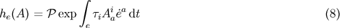 integral he(A) = P exp tiAiea dt (8) e a