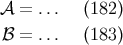 A = ... (182) B = ... (183)