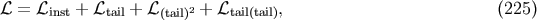 L = Linst + Ltail + L(tail)2 + Ltail(tail), (225)