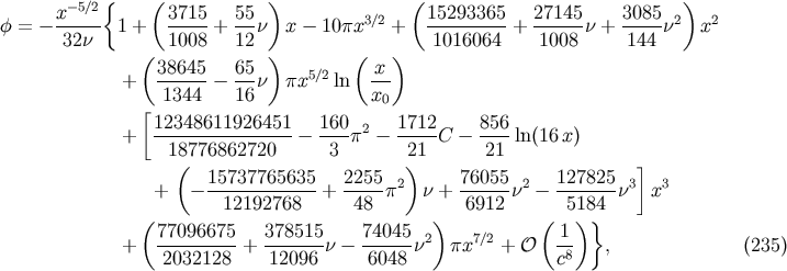 -5/2{ ( ) ( ) x----- 3715- 55- 3/2 15293365- 27145- 3085- 2 2 f = - 32n 1 + 1008 + 12 n x - 10px + 1016064 + 1008 n + 144 n x ( ) ( ) + 38645-- 65-n px5/2 ln x-- 1344 16 x0 [12348611926451 160 1712 856 + ---------------- - ----p2- -----C - ----ln(16 x) 18(776862720 3 2)1 21 ] 15737765635-- 2255- 2 76055- 2 127825- 3 3 + - 12192768 + 48 p n + 6912 n - 5184 n x ( ) ( )} + 77096675-+ 378515-n- 74045-n2 px7/2 + O 1- , (235) 2032128 12096 6048 c8