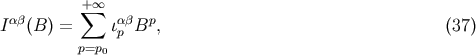 + sum oo Iab(B) = iapb Bp, (37) p=p0