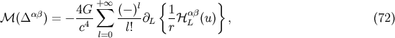+o o { } ab 4G- sum (--)l 1- ab M(D ) = - c4 l! @L r H L (u) , (72) l=0