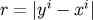 r = &#x007C;yi &#x2212; xi&#x007C;