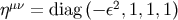 &#x03B7;&#x03BC;&#x03BD; = diag &#x0028;&#x2212; &#x03B5;2,1, 1,1&#x0029;