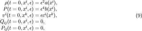 i 2 i &amp;#x03C1;&amp;#x0028;t = 0, x,i&amp;#x03B5;&amp;#x0029; = &amp;#x03B5;4a&amp;#x0028;xi&amp;#x0029;, P &amp;#x0028;t = 0, x,&amp;#x03B5;&amp;#x0029; = &amp;#x03B5; b&amp;#x0028;x &amp;#x0029;, vi&amp;#x0028;t = 0,xk,&amp;#x03B5;&amp;#x0029; = &amp;#x03B5;ci&amp;#x0028;xk&amp;#x0029;, &amp;#x0028;9 &amp;#x0029; Qij&amp;#x0028;t = 0, xi,&amp;#x03B5;&amp;#x0029; = 0, P &amp;#x0028;t = 0, xi,&amp;#x03B5;&amp;#x0029; = 0, ij