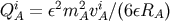 QiA = &#x03B5;2m2AviA&#x2215;&#x0028;6&#x03B5;RA &#x0029;