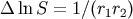 &#x0394; ln S = 1&#x2215; &#x0028;r1r2&#x0029;
