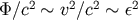 &#x03A6;&#x2215;c2 &#x223C; v2&#x2215;c2 &#x223C; &#x03B5;2