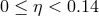 0 ≤ η < 0.14