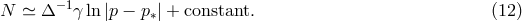 −1 N ≃ Δ γ ln |p − p∗| + constant. (12 )