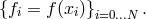 {fi = f (xi)}i=0...N .